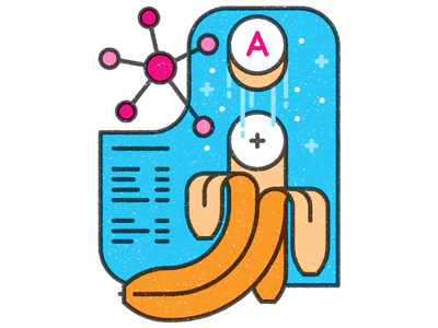Going bananas banana editorial flat graphic icons illustration molecule science slice texture time vector