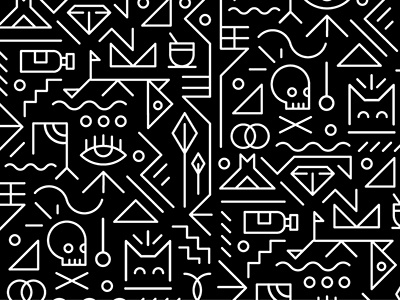 Getting Tribal tribal simple shape abstract africa skull line monochrome design vector illustration pattern
