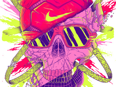 NIKE bright energy football glasses graphic illustration laces neon nike skull soccer sport