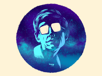 The Theory of Everything brush cosmic face glasses hawking icon illustration mind mnd portrait texture universe