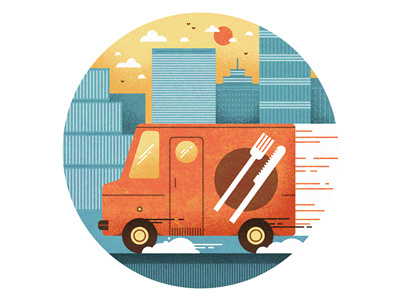 Food on the double! atlanta building car city dust food icon illustration speed truck van vector
