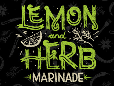Lemon and Herb bbq brand drawing food herb illustration lemon lettering packaging sauce type typography