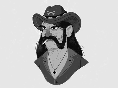 RIP Lemmy face hat illustration legend lemmy motorhead moustache music portrait rock rock n roll scowl