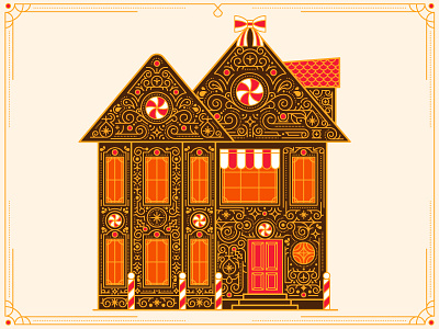Candy House border candy decorative design flat house icon illustration pattern ribbon sweet vector