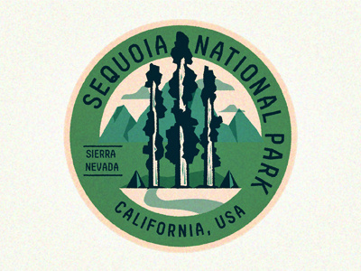 Sequoia National Park badge camping destination mountains park retro sticker travel trees vintage