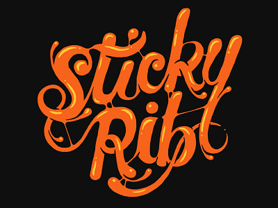 Sticky Rib barbecue bbq cooking food lettering logo sauce script shine sticky type typography