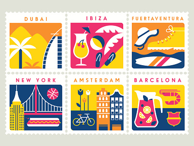 eBookers beach bicycle bridge city destination flower holiday palm prawn stamps travel