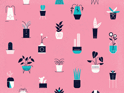 Potted plants design flat icon illustration logo nature pattern plant repeat simple vector wallpaper