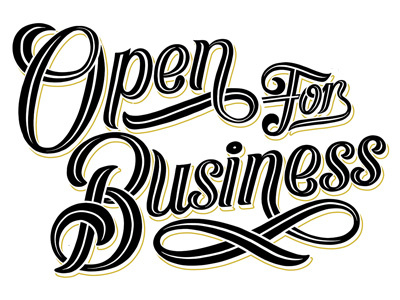 Open For Business business design graphic hand type illustration lettering mural script sign signage type typography