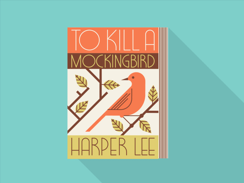 To Kill a Mockingbird animation bird book flat gif icon illustration loop motion retro shadow vector