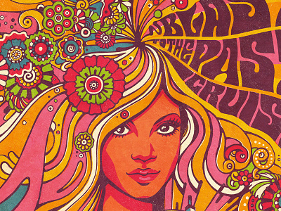 Flower Power! 70s boat digital painting flower power illustration lettering pattern poster psychedelic texture typography woman