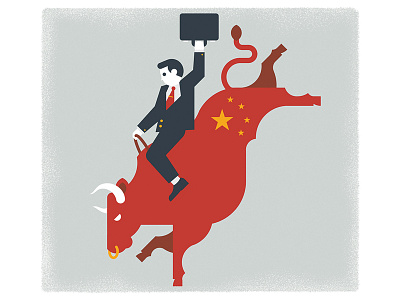 Bull in a China shop bull clean economy editorial flag flat icon illustration logo rodeo simple vector