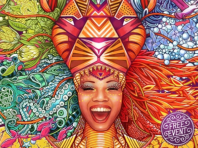 Cape Town Carnival 2015 air carnival fire fish illustration mask plants poster texture water woman