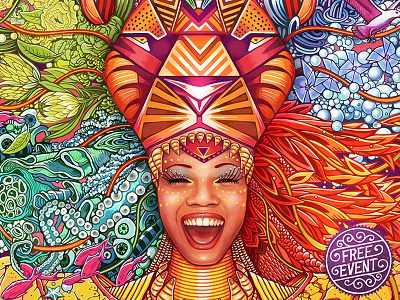 Cape Town Carnival 2015 air carnival fire fish illustration mask plants poster texture water woman