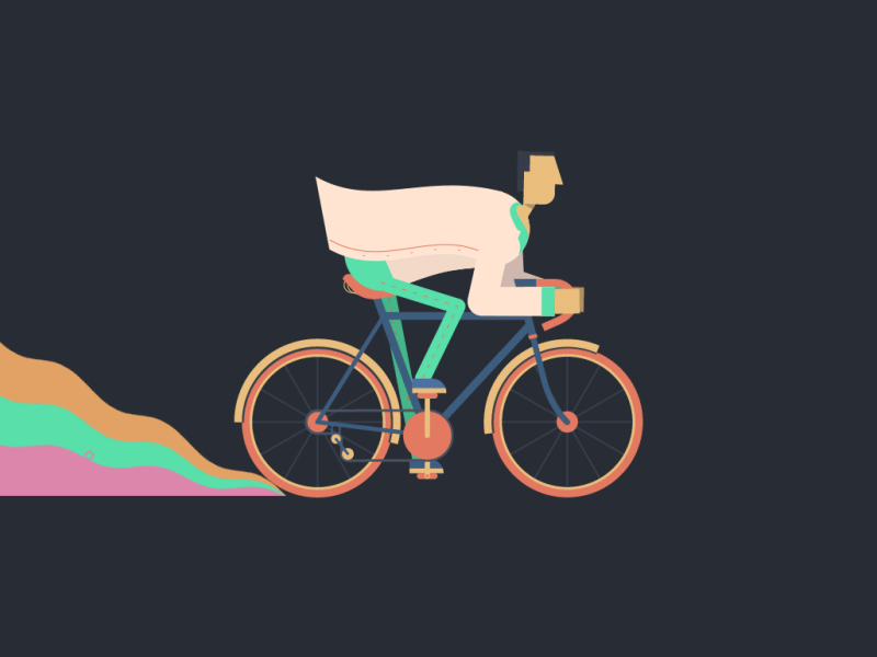 Bicycle Day animation bicycle cycle gif graphics hofmann illustration loop lsd motion rainbow vector