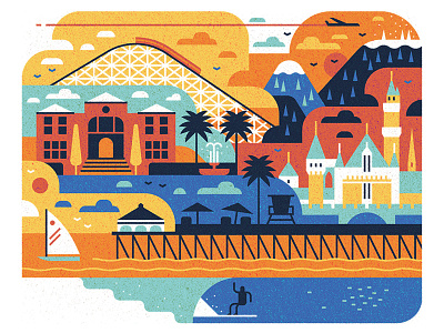 Orange County boat california design disney editorial graphic icon illustration logo surfing usa vector
