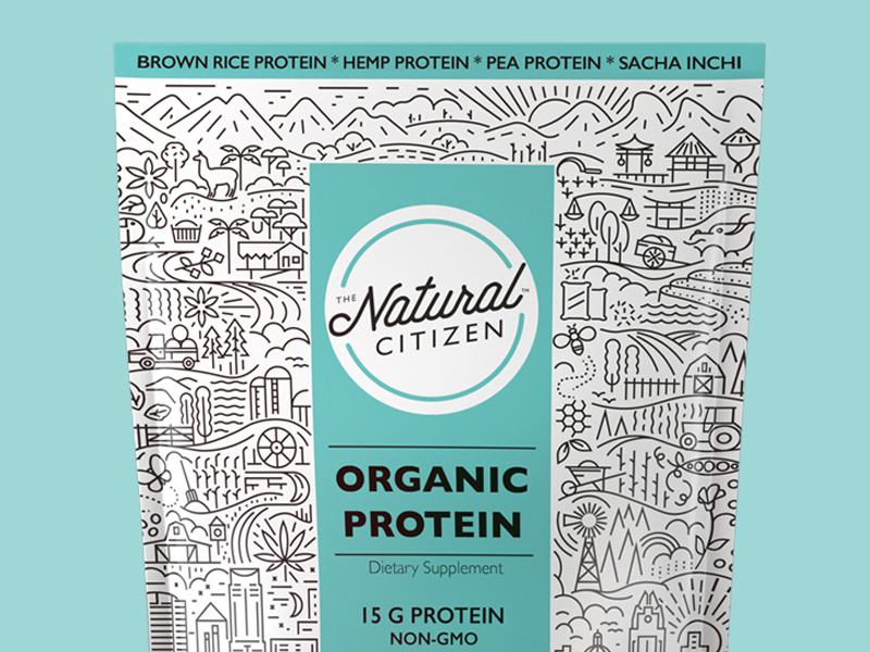 The Natural Citizen plants organic grow truck car river trees mountains hills pattern illustration packaging