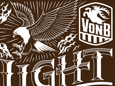VonB Breweries cloud clouds eagle hammer illustration line work logo packaging stag stars typography