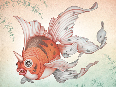 Seaking character creature digital painting eye fin fish illustration pokemon print tail texture water