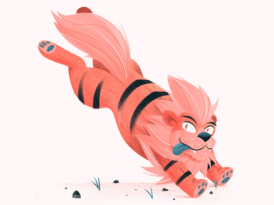 Growlithe character dog fun illustration jump leap pokemon retro stripes texture tongue vintage