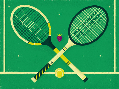 The Championships ball court flat graphic grass illustration play racket strawberry tennis vector wimbledon