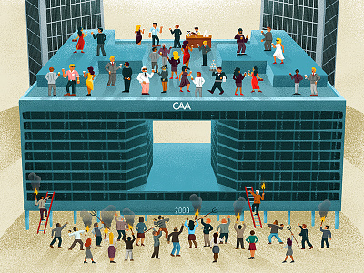 CAA building business character drawing editorial flat illustration logo retro riot texture vintage