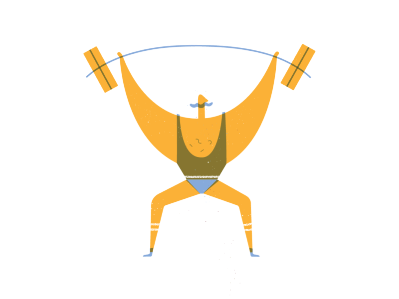 Power lift! character drawing flat funny illustration moustache olympics retro sport strong texture vintage