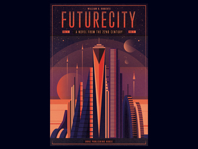 F U T U R E C I T Y book city covers fantasy future illustration planet retro sci fi space texture vintage