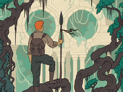 Temple of Bones adventure book comic fantasy illustration jungle logo retro sci fi tintin trees vintage