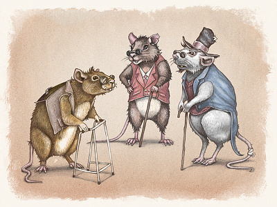 Three Blind Mice character children creature digital painting fairytale glasses illustration mice storybook tail texture