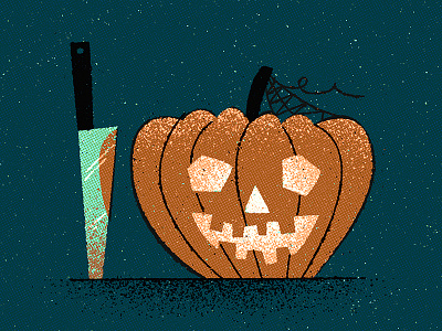 Trick or treat character flat halloween horror illustration knife lantern pumpkin retro texture vector vintage