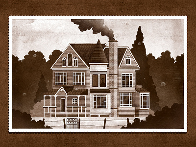 The Old House On Gallows Street border forest gate ghost haunted house mansion photo smoke texture trees vintage
