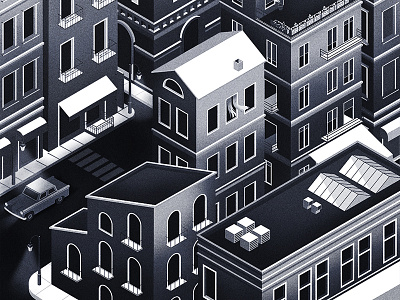 Ghost Town building car city design flat illustration isometric map street town vector