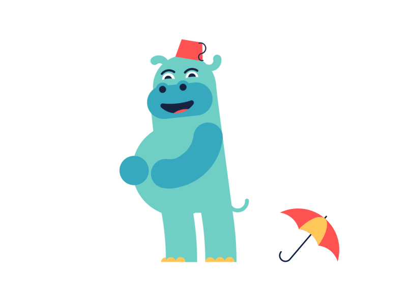 What you laughing at? animation belly chuckle gif happy hat hippo laughing loop umbrella vector