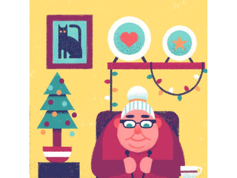 On the 18th day of Christmas... animation christmas gif grandmother illustration jumper knitting loop machine motion sweater texture