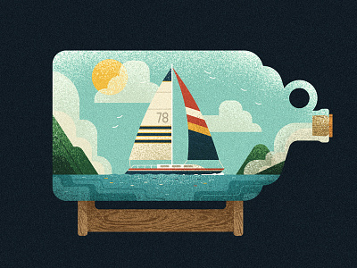 I'd rather be sailing... boat editorial graphic icon illustration nautical ocean retro texture travel vector vintage