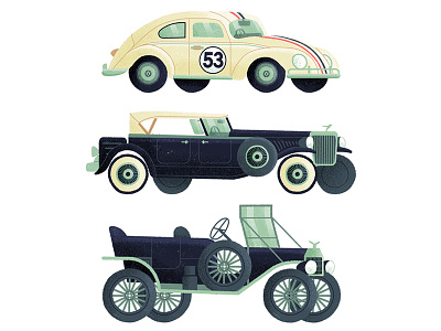Automobiles book car character classic drawn drive editorial illustration retro simple travel vintage