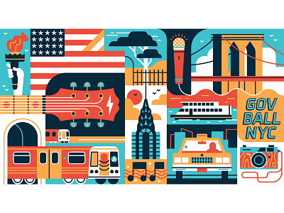Gov Ball NYC composition festival flat graphic illustration line music nyc packaging simple usa vector