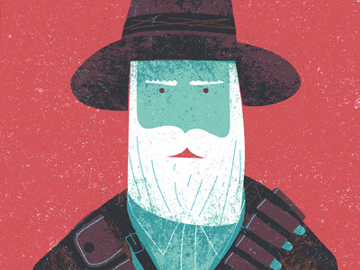 Ja nee beard boer character drawn farmer gun illustration poster retro simple texture vintage