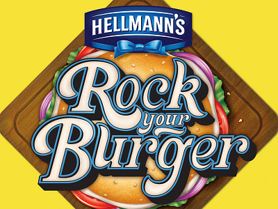 Rock Your Burger food hamburger hellmans lettuce painting tomato type typography