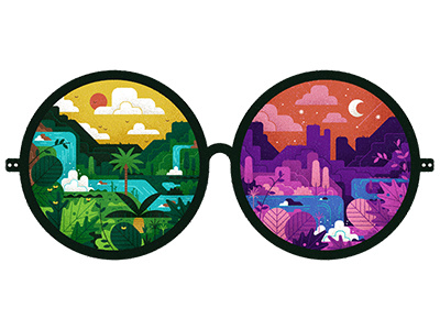 Eyes to See design digital editorial flat graphic illustration landscape plants simple spectacles texture vector