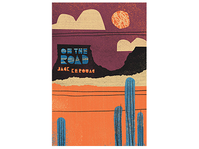 On the Road abstract book cactus collage cover drawn illustration retro simple texture usa vintage