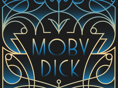 Moby Dick book border cover decorative gradient illustration lines shadows vintage
