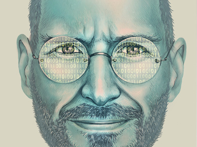 Steve Jobs beard eyes face glasses portrait steve jobs