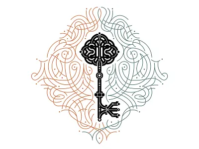 Key balance border decoration key lines pattern symmetry vector