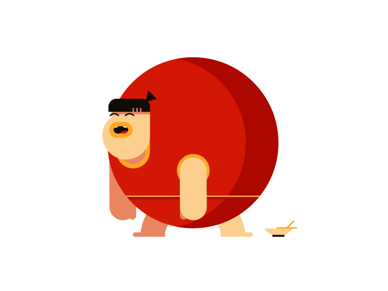 Big In Japan animation character chop sticks fat gif graphic illustration loop motion sumo texture wrestler