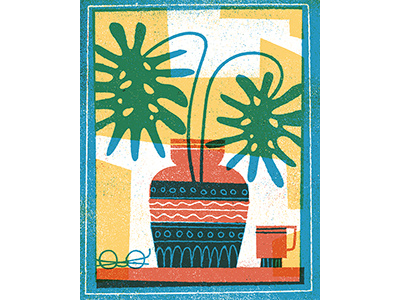 Still Life abstract coffee design flat graphic illustration plant print risograph simple texture vector