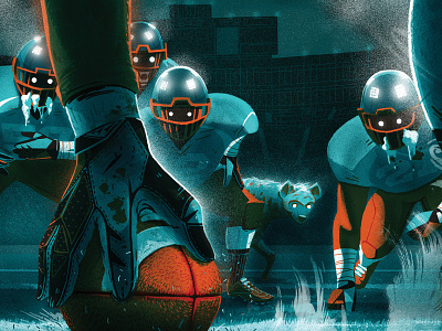 First Down american football ball character digital painting football illustration players sport stadium texture