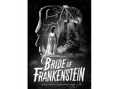 Bride of Frankenstein film frankenstein horror illustration lettering monster movie noir poster texture typography