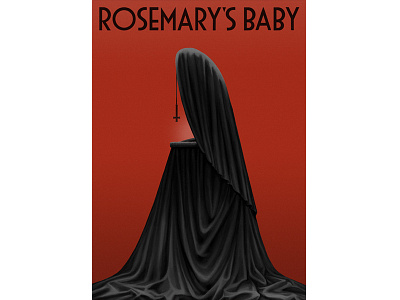 Rosemary's Baby baby crib cross digital painting fabric film horror illustration lettering movie poster texture